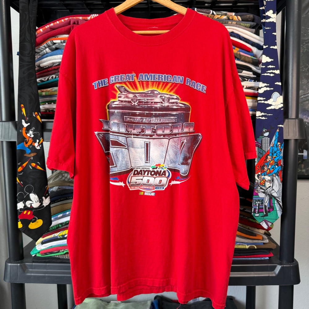 2000s Red Daytona 500 The Great American Race Graphic T-Shirt 2XL